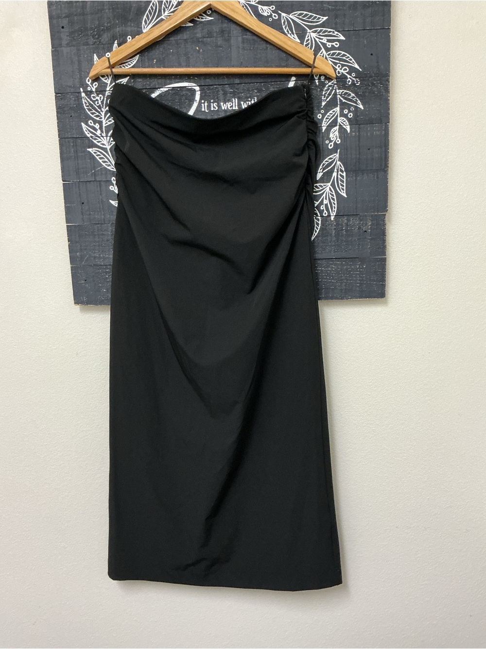 Zara Black Midi Strapless Dress- Size Large